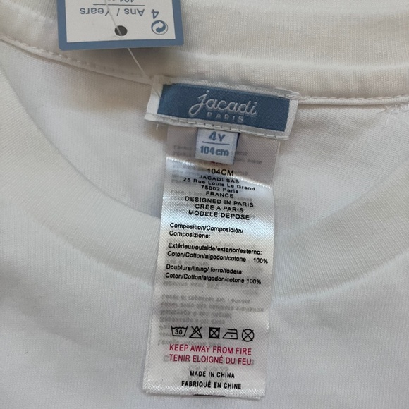 NWT Jacadi France toddler girl boy dragonfly t-shirt white tee childrens - Picture 2 of 3